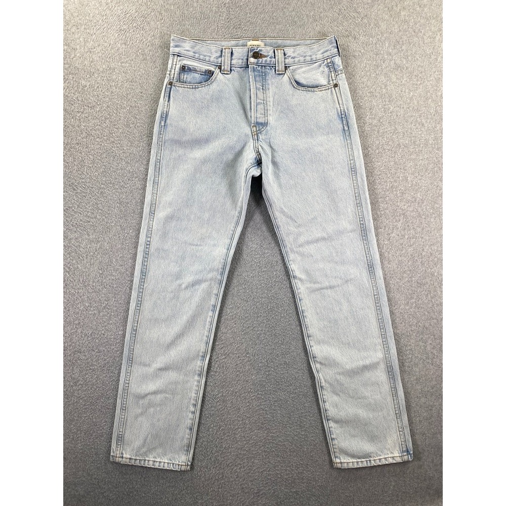 KHAITE Callum Straight Leg Jeans Size 25 Mid Rise Shelburne Light Blue Denim USA